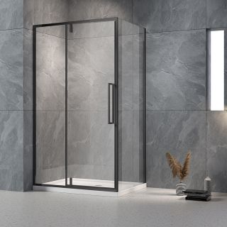 Душевой уголок Veconi Rovigo RV-034B, 1200х1000х1950, черный, прозрачное стекло