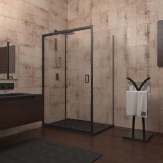 Душевой уголок Veconi Rovigo RV-046B, 1350х1000х1950, черный, стекло прозрачное