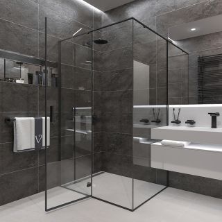 Душевой уголок Veconi Rovigo RV-073B, 800х900х1950, черный, прозрачное стекло