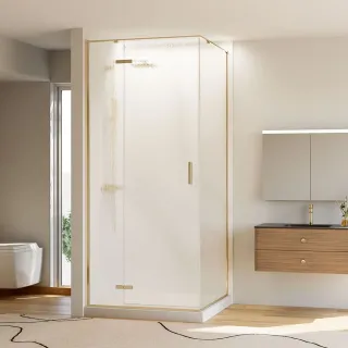 Душевой уголок Veconi Rovigo RV-073RG/L, 1200х900х1950, золото брашинг, стекло дождь