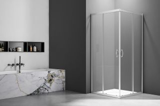 Душевой уголок Veconi Rovigo RV-101, 800x800x1900, хром, стекло прозрачное