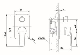 Встраиваемый смеситель с двумя выходами IDDIS Ray RAYSB00i67 хром