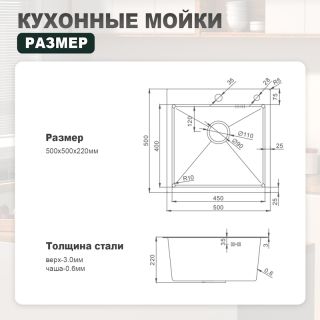Кухонная мойка Splenka S701.5050.05, сатин