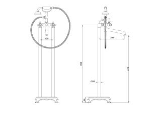 Напольный смеситель для ванны Wonzon & Woghand Retro WW-88649020-BGM тёмный графит