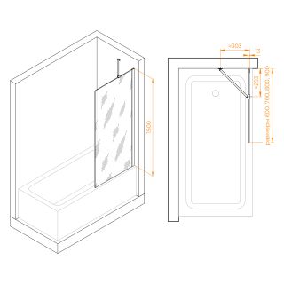 Шторка на ванну RGW SC-151 351115108-11 80см хром