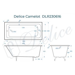 Ванна чугунная Delice Camelot DLR230616 180х80