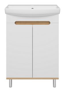 Напольная тумба под раковину Misty Сканди 60см белый/дуб крафт золотой/антрацит