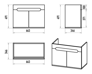 Подвесная тумба под раковину Misty Сканди 70см белый/дуб крафт золотой/антрацит