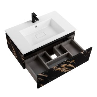 База под раковину Cezares подвесная с одним выкатным ящиком, Черный Фьюжн, 796x476x300, SLIDER-800-1C-SO-NF-P