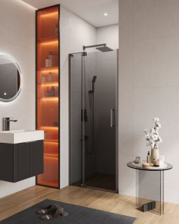 Душевая дверь в нишу CEZARES SLIDER-B-1-70/80-GRIGIO-GM оружейная сталь