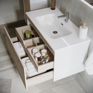 Подвесная тумба под раковину Sancos Smart SM120-1E 120см дуб бардолино/белый