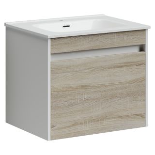 Подвесная тумба под раковину Sancos Smart SM60E 60см дуб бардолино/белый