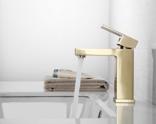 Смеситель для раковины ABBER Daheim матовое золото AF8210G