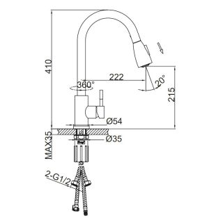 Смеситель для кухни Frap F60991-9 Оружейная сталь