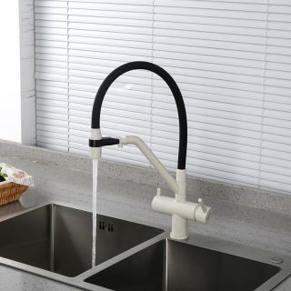 Смесители для кухни Gappo G4398-81 под фильтр с гибким изливом белый/чёрный