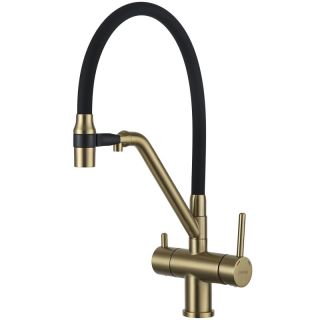 Смесители для кухни Gappo G4398-83 под фильтр с гибким изливом золото/чёрный