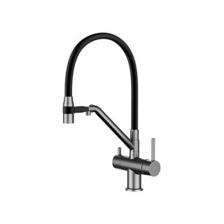 Смесители для кухни Gappo G4398-89 под фильтр с гибким изливом оружейная сталь