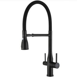 Смеситель для кухни Gappo G4399-76 с гибким изливом и подключением фильтра питьевой воды чёрный