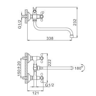 Смеситель для ванны и душа Frap F2209 хром
