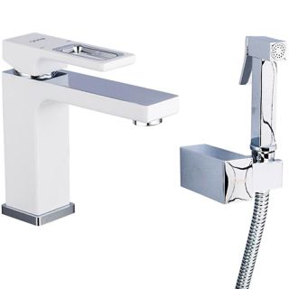 Смеситель для раковины с гигиеническим душем Gappo G1017-1 белый/хром