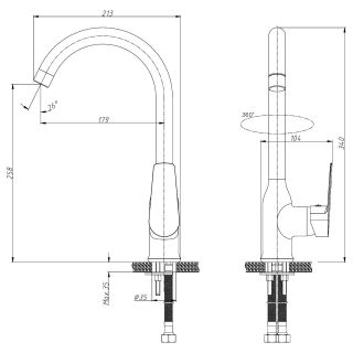Смеситель для кухонной мойки Rossinka S35-24 Хром