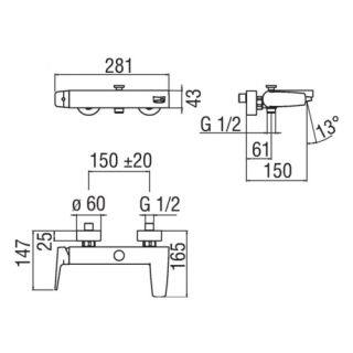Смеситель Nobili Nobi NB84110/1CR для ванны с душем