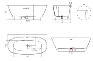 Ванна из искусственного камня Salini Sofia S-Stone 102521M 165x75см белый матовый