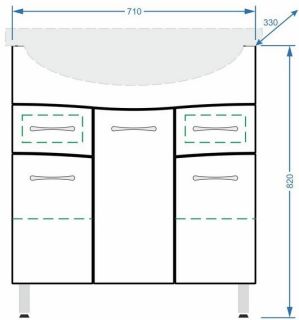 Тумба под раковину Stella Polar Волна 75-8 белый SP-00000125