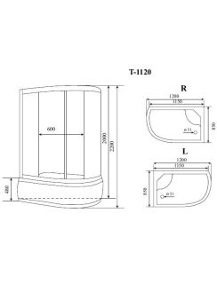Душевая кабина Timo Standart T-6620BFL Black Fabric L 120x85см