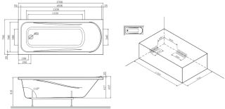 Акриловая ванна AM.PM  Sense W75A-170-070W-KL 170/70 см