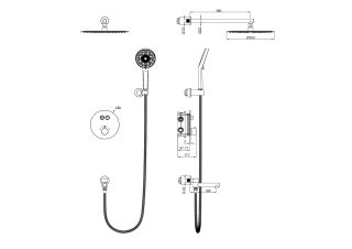 Душевой комплект Wonzon & Woghand WW-88929010-BGM с термостатом тёмный графит