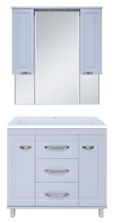 Зеркальный шкаф с подсветкой Misty Терра 90см серый