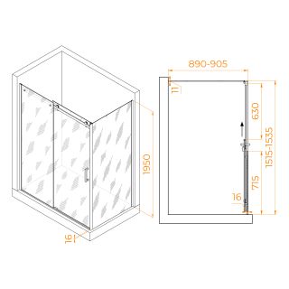 Душевой уголок RGW TO-44-1 (TO-14 + Z-060-2) 020744169-11 160x90см хром