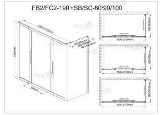 Душевой уголок AvaCan FC2 190-210 + SC100 хром