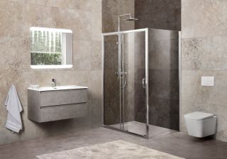 Душевой уголок прямоугольный, хром BelBagno UNIQUE-AH-1-110/125-100-C-Cr