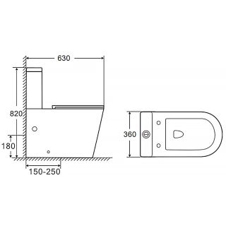 Унитаз-компакт Azario Conto AZ-T005BR безободковый с быстросъемным сиденьем микролифт
