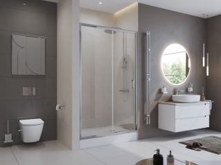 Душевая дверь в нишу BelBagno Uno 195 BF 1 155 C Cr стекло прозрачное