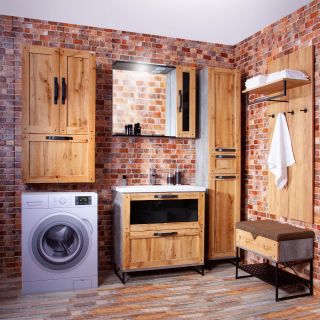 Тумба под раковину Бриклаер Лофт 4627125413414 80 см метрополитен грей