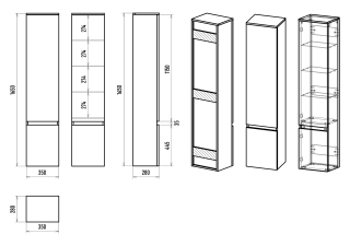 Универсальный шкаф - пенал Brevita Victory VIC-05035-080R правый 35см зелёный