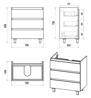 Напольная тумба под раковину Brevita Victory VIC-07080-50-03Я 80см серый шёлк