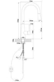 Смеситель для кухни Florentina Вита PRO с выдвижным изливом чёрный