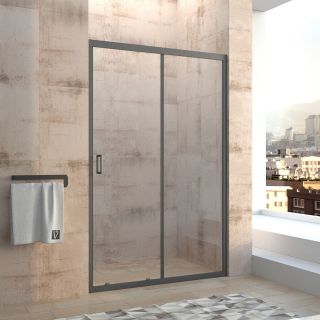 Душевая дверь Veconi Vianno VN-46B, 1450x1950, черный матовый, стекло прозрачное