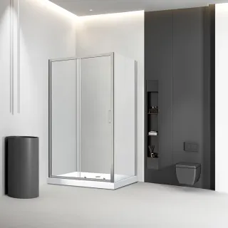 Душевой уголок Veconi Rovigo RV-046BС, 1400х900х1950, никель брашинг, стекло прозрачное