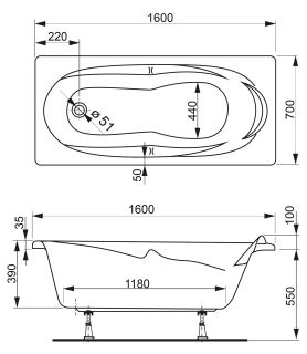Акриловая ванна VagnerPlast Kleopatra VPBA167KLE2X 160x70см белый