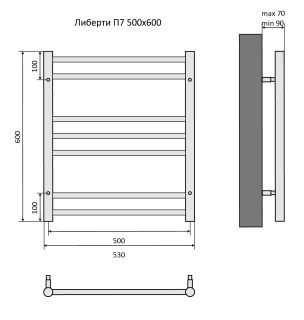 Водяной полотенцесушитель Aquatek Либерти AQ RR0760CH П7 50x60см хром