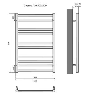 Водяной полотенцесушитель Aquatek Сириус AQ DP1080CH П10 50x80см хром