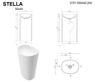 Напольная раковина Whitecross Stella 0707.050040.200 50см белый матовый