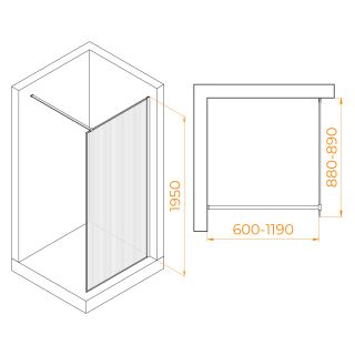 Душевая перегородка RGW WA-08G 06100809-156 90см золото