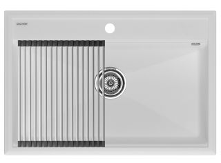 Комплект Paulmark: мойка Stepia 80 и ролл-мат Step PM117551-WH+R375-BS белый/брашированная нержавеющая сталь