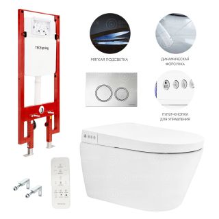 Комплект для установки подвесного унитаза-биде с панелью смыва TECEspring R S955799 хром глянцевый